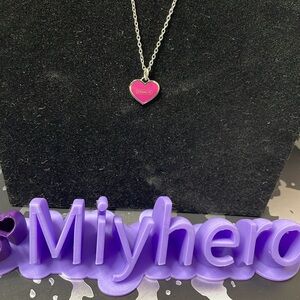 Coach Charm Mini Heart Shaped Hot Pink With Stainless Steel Chain